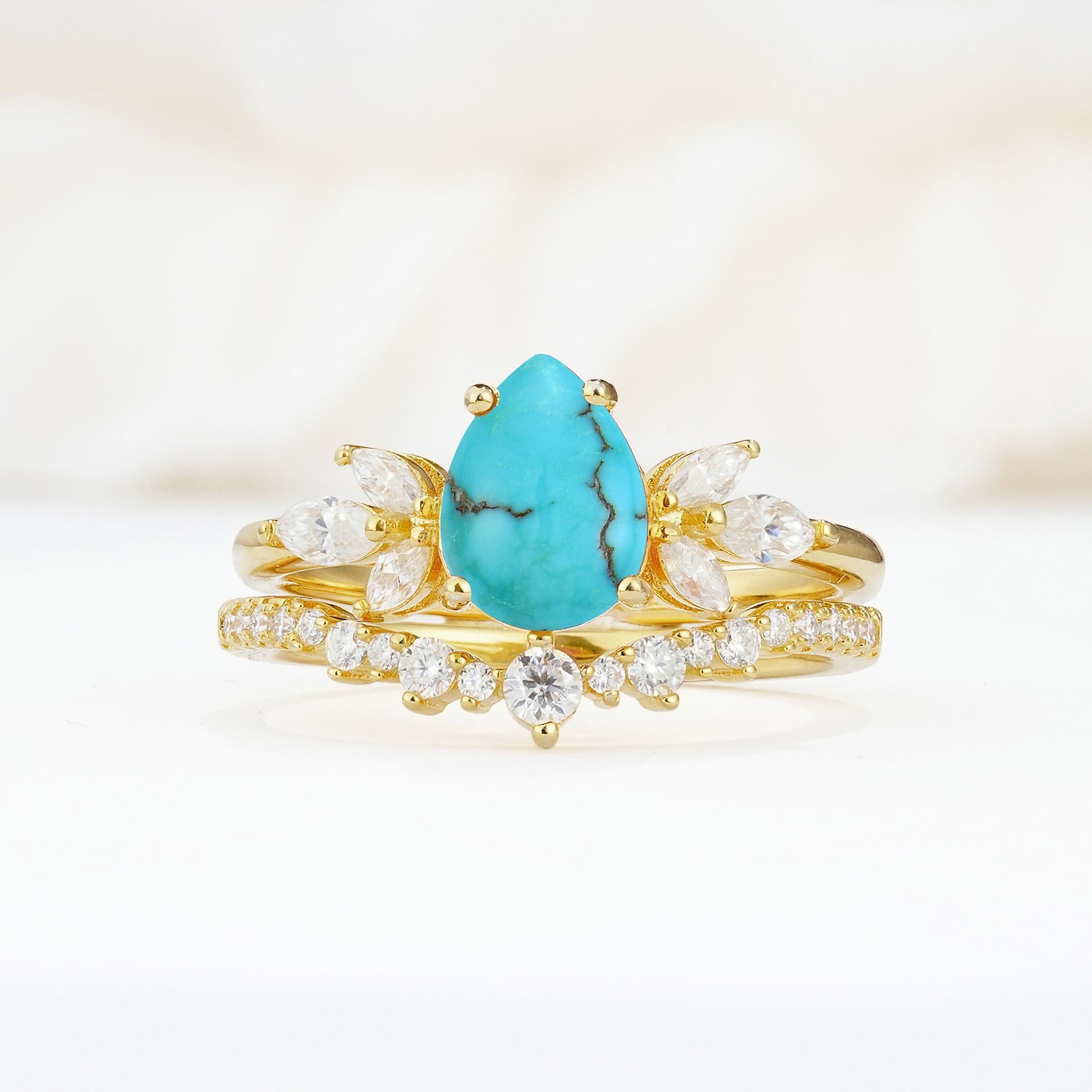 SR17165 Turquoise Ring - Yellow-Gold