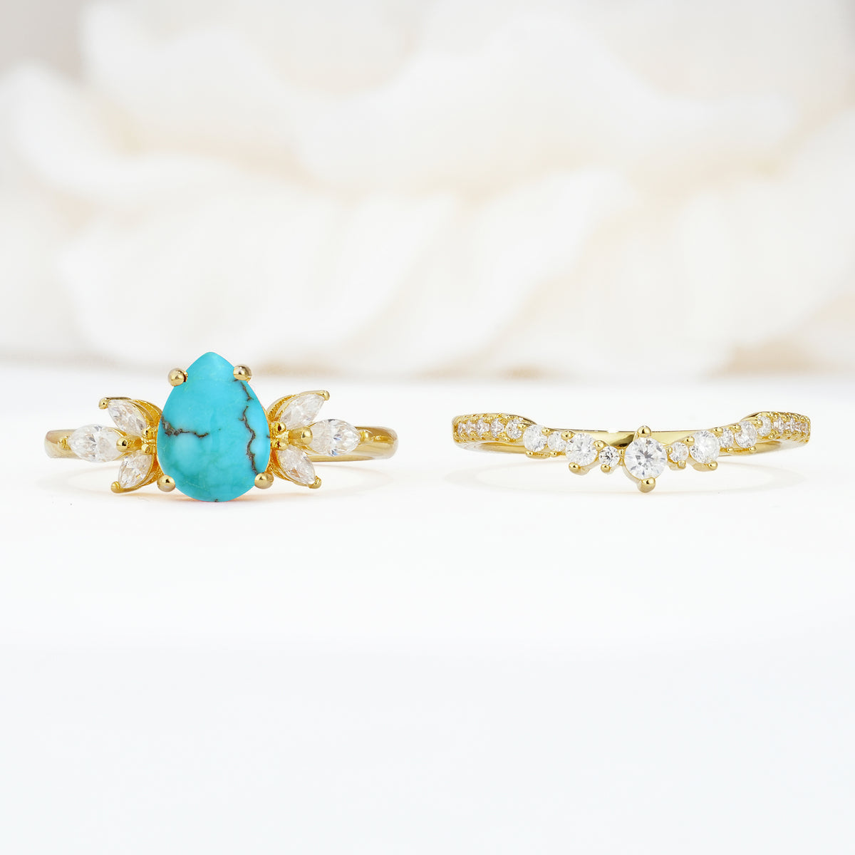 SR17165 Turquoise Ring - White-Gold