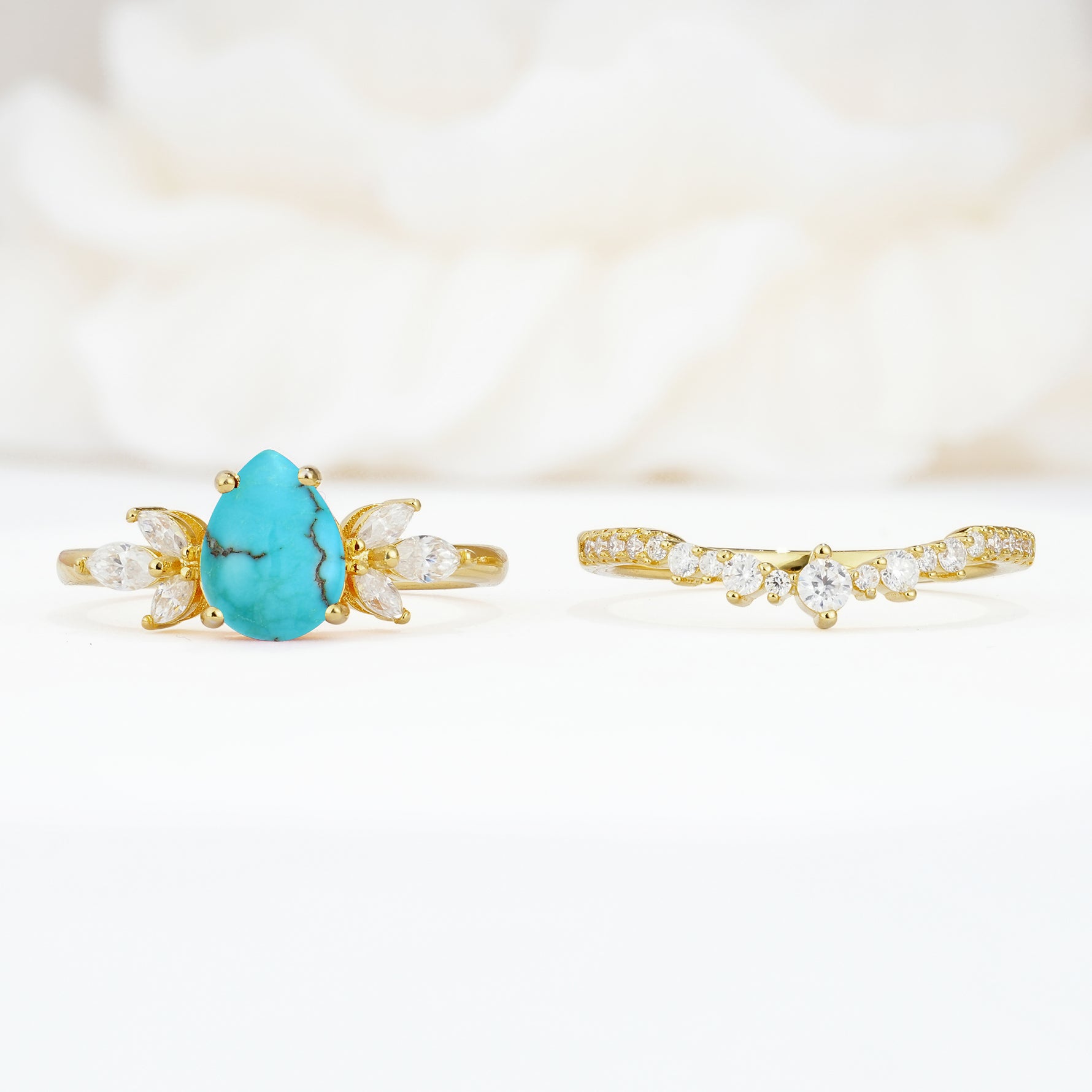 SR17165 Turquoise Ring - White-Gold