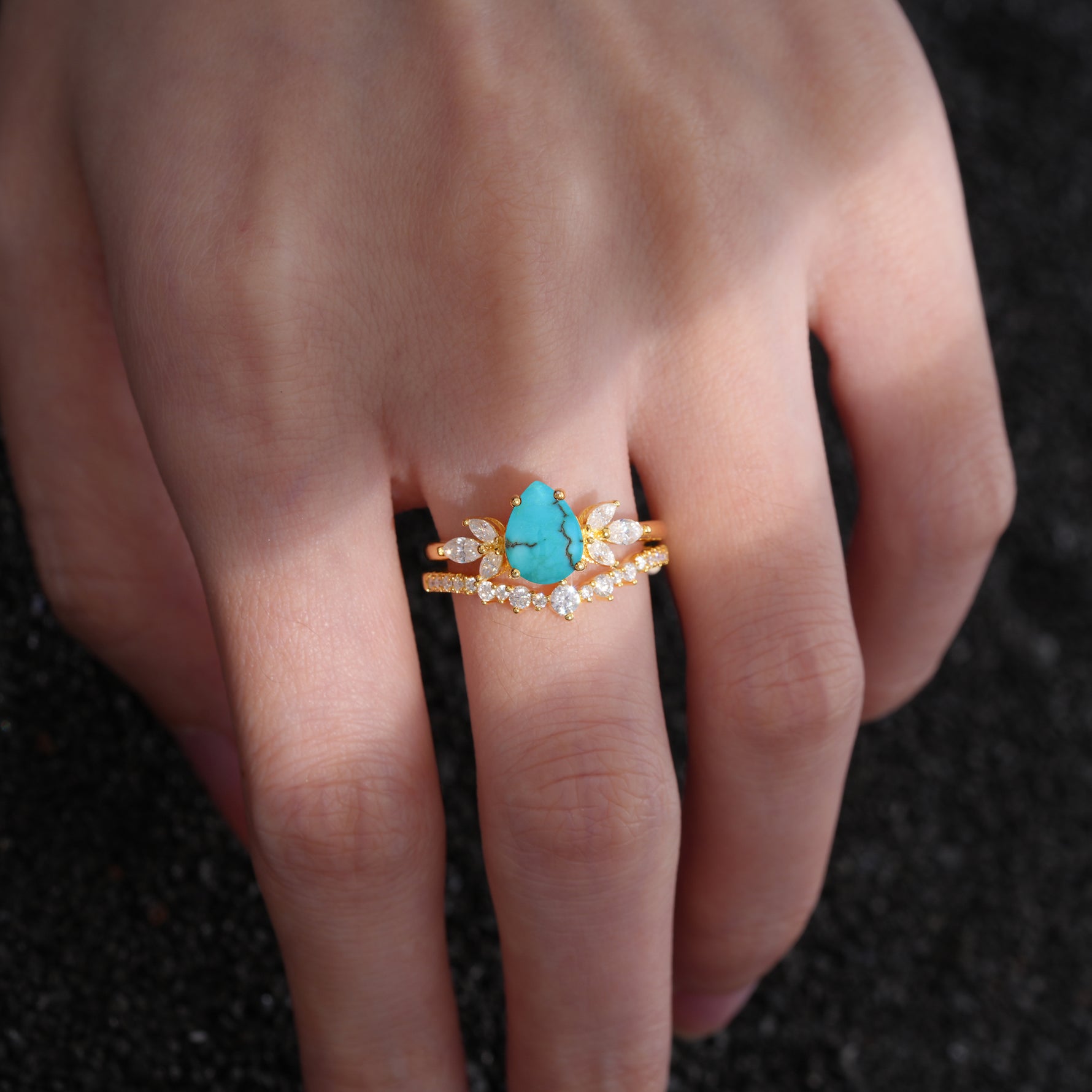 SR17165 Turquoise Ring - Rose-Gold