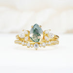 SR17165 Moss Agate Ring - Yellow-Gold