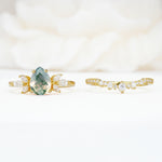 SR17165 Moss Agate Ring - White-Gold
