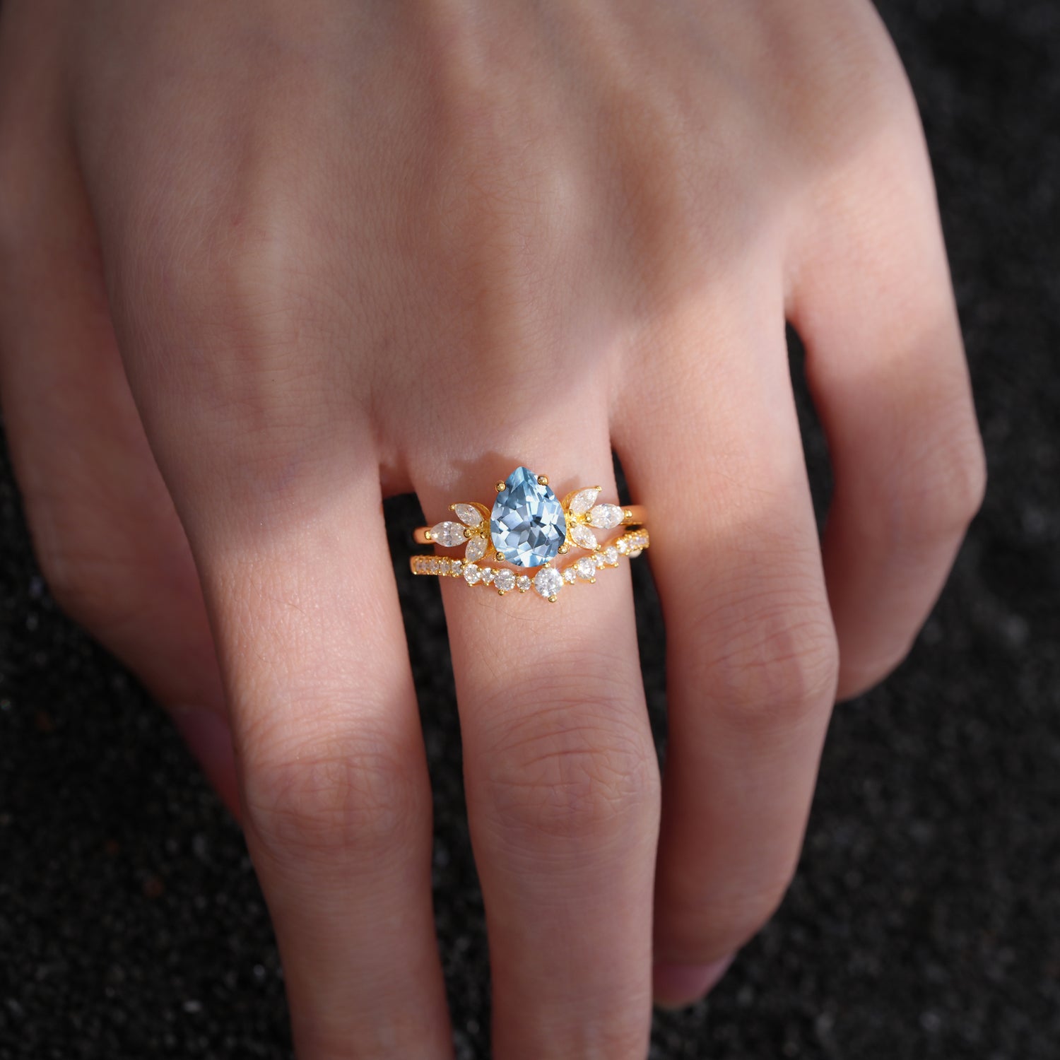 SR17165 Aquamarine Ring - Rose-Gold