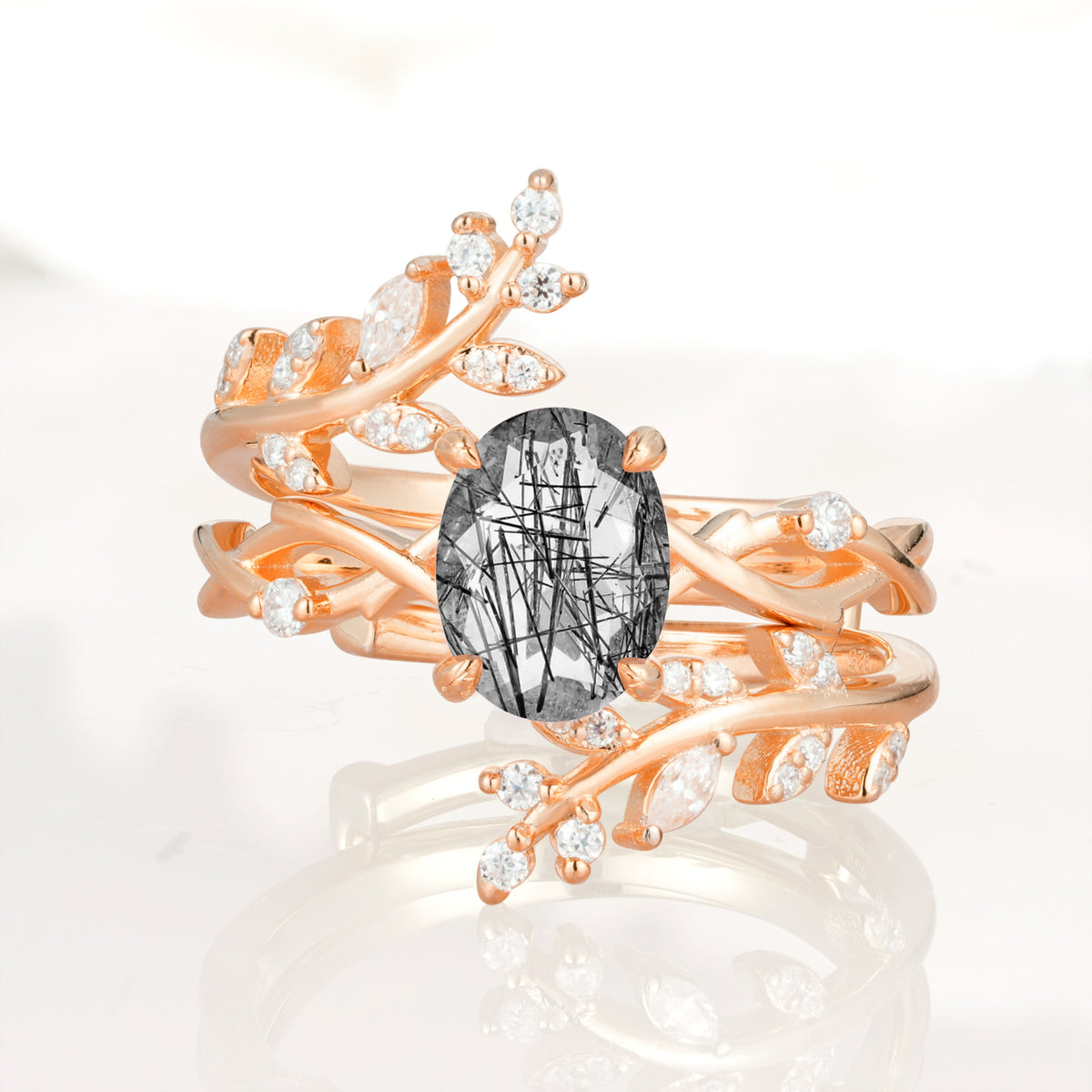 SR17167 Black Rutilated Quartz Ring - Additional view