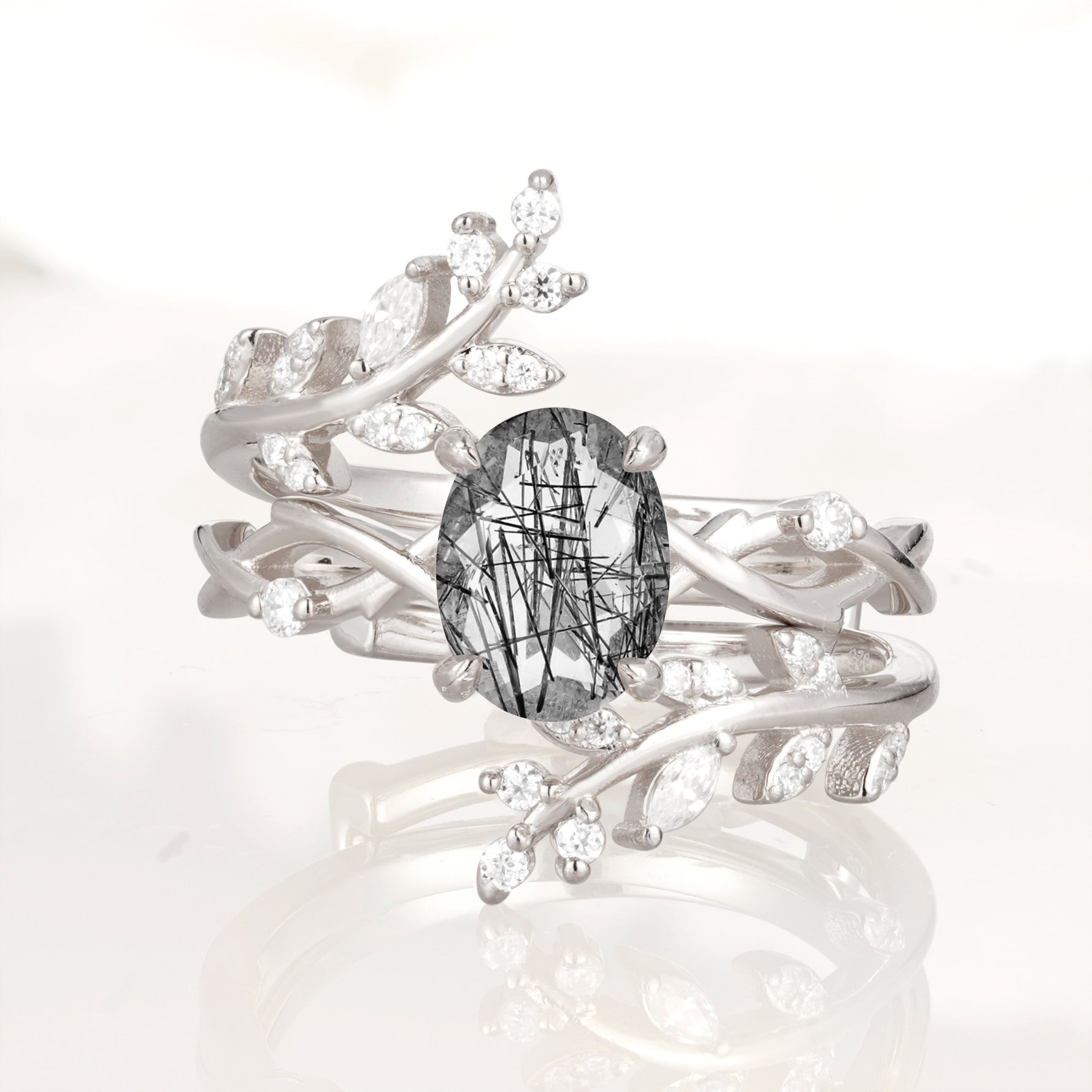 SR17167 Black Rutilated Quartz Ring - Additional view