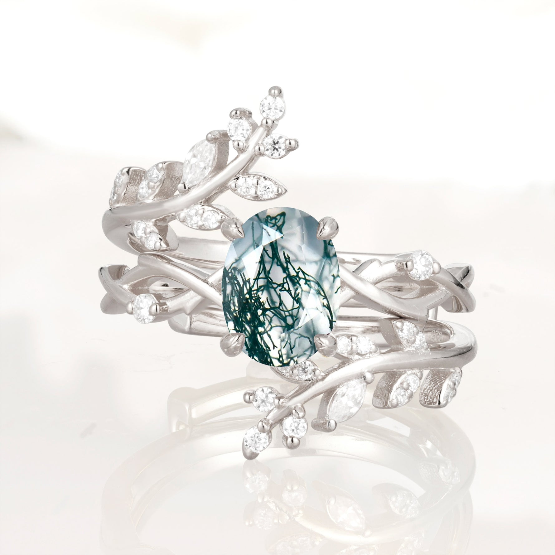 SR17167 Moss Agate Ring - Additional view
