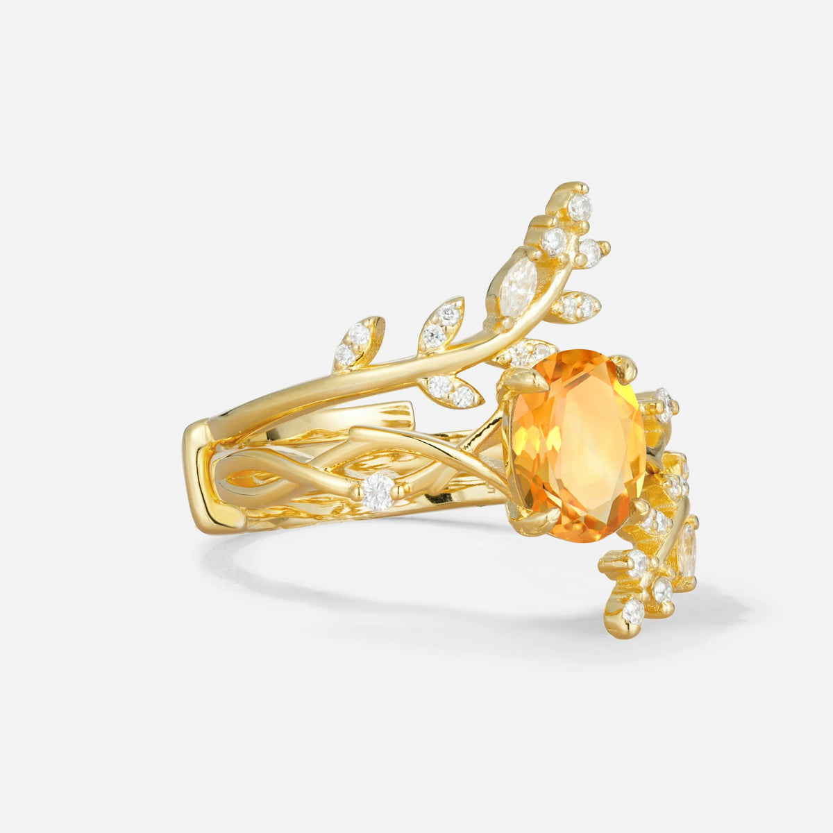 SR17167 Citrine Ring - White-Gold