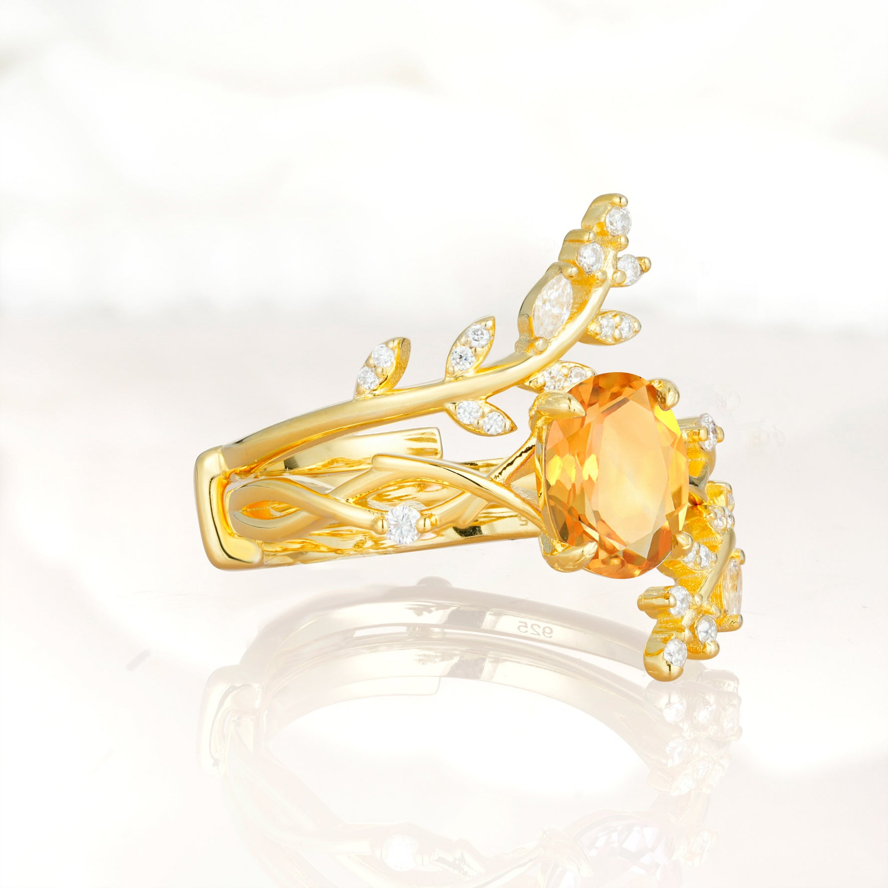 SR17167 Citrine Ring - White-Gold
