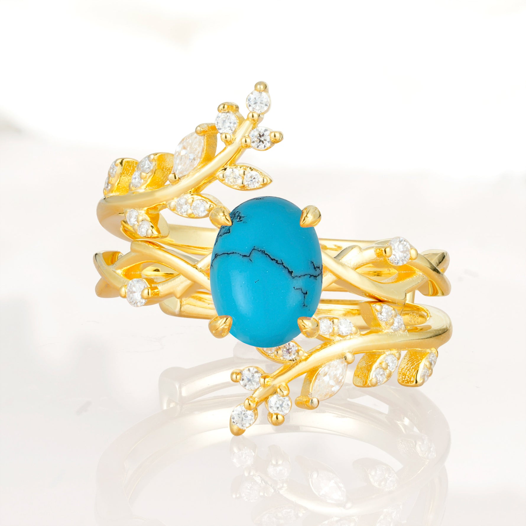 SR17167 Turquoise Ring - Yellow-Gold