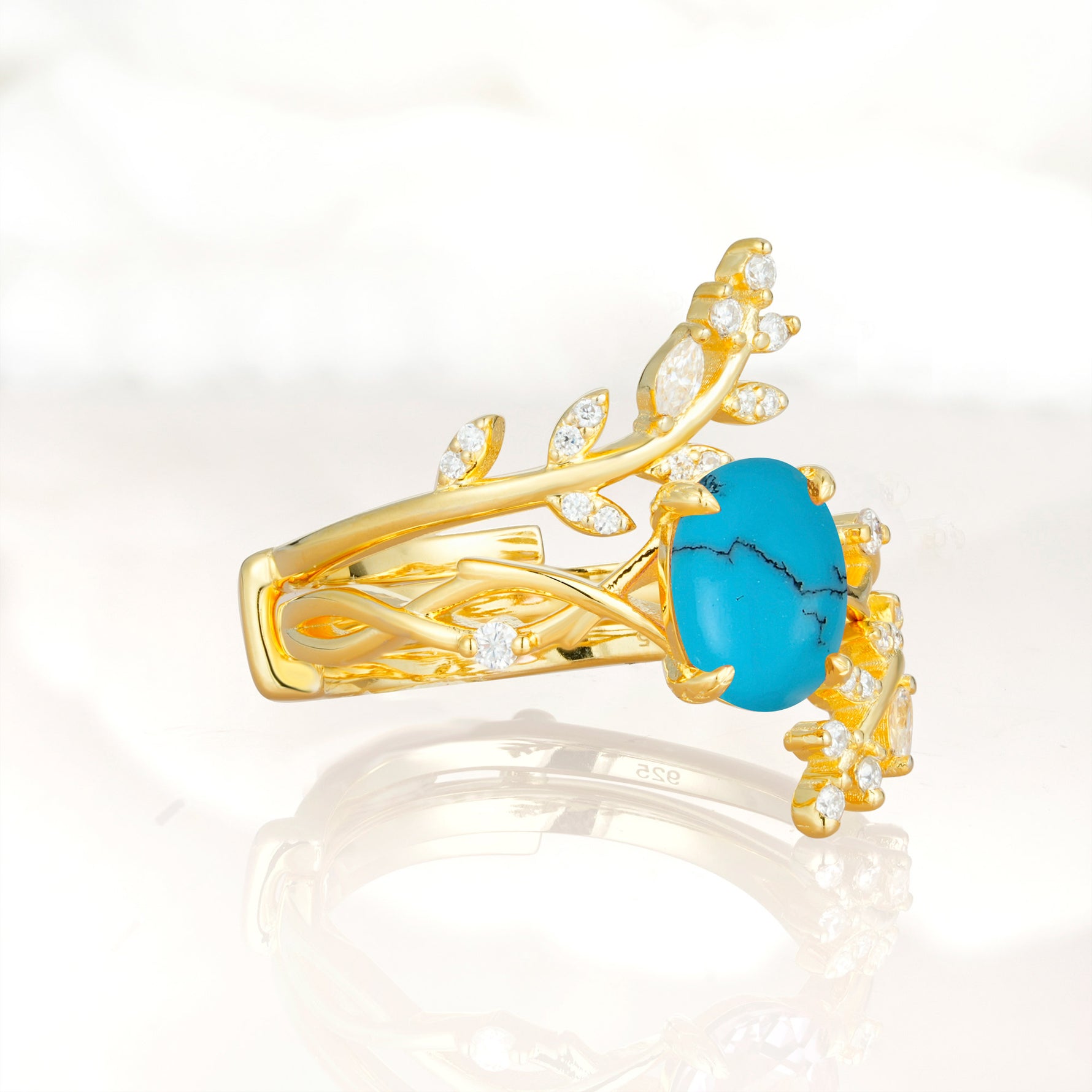 SR17167 Turquoise Ring - White-Gold