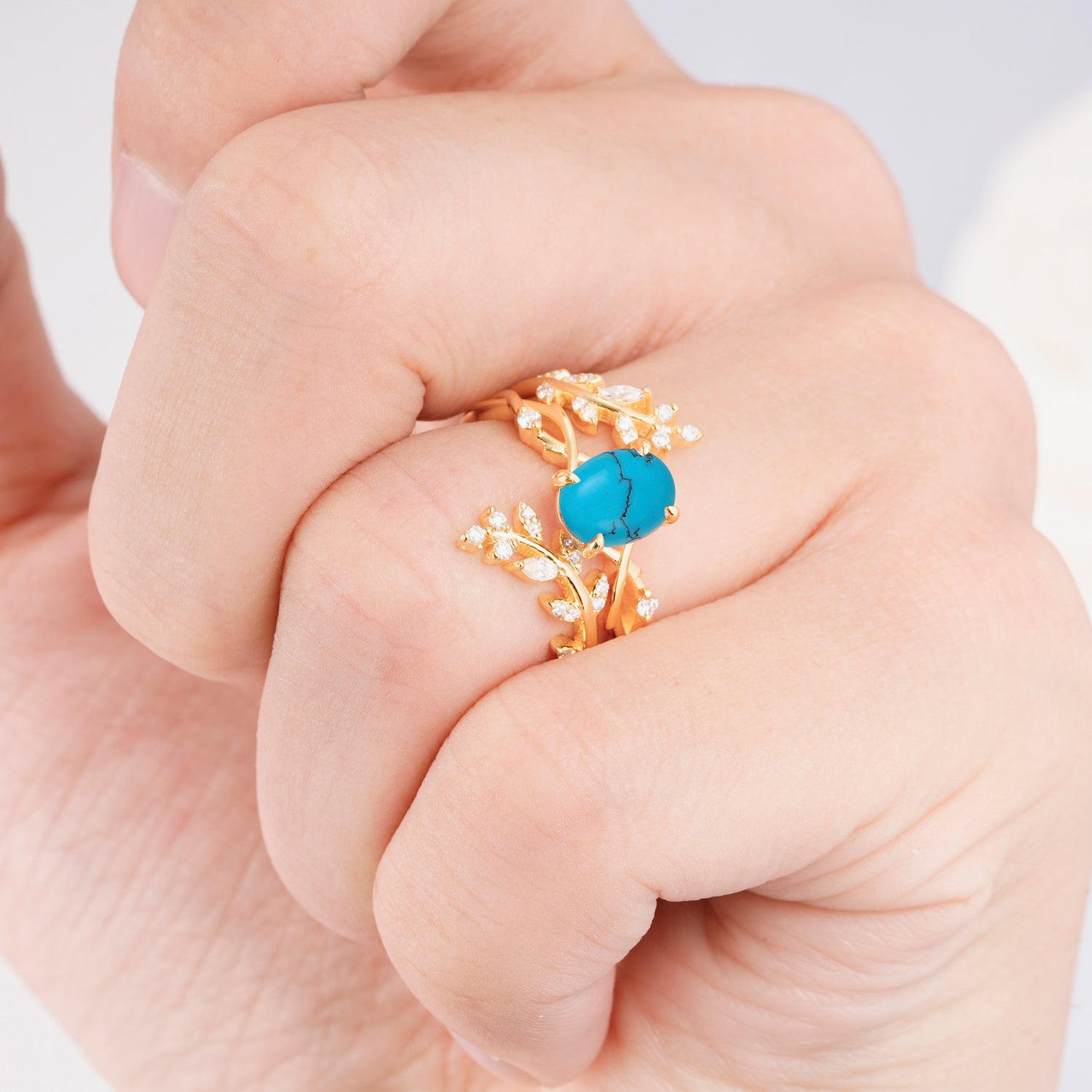 SR17167 Turquoise Ring - Rose-Gold