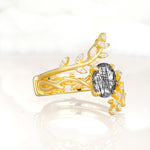 SR17167 Black Rutilated Quartz Ring - White-Gold