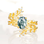 SR17167 Moss Agate Ring - Yellow-Gold