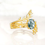 SR17167 Moss Agate Ring - White-Gold