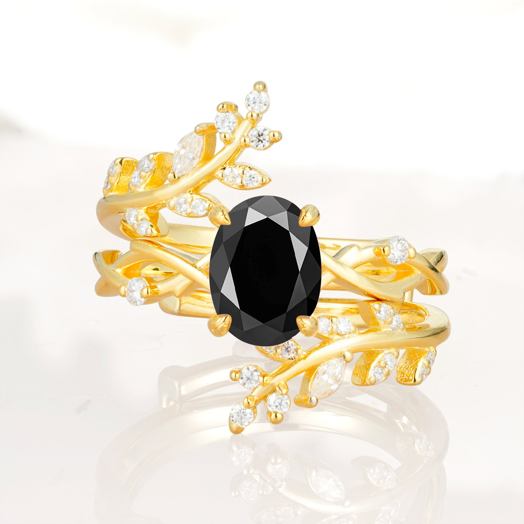 SR17167 Black Onyx Ring - Yellow-Gold