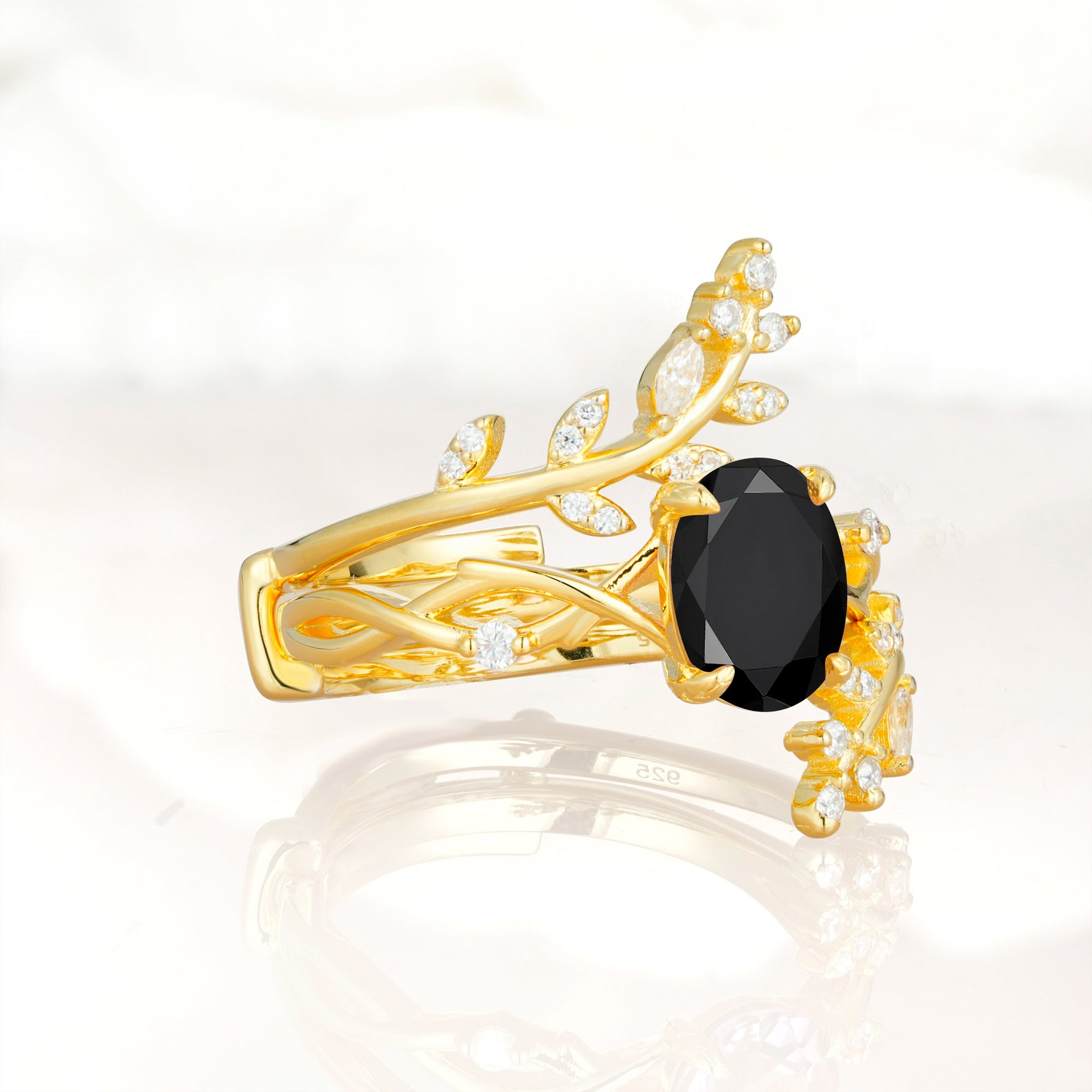 SR17167 Black Onyx Ring - White-Gold
