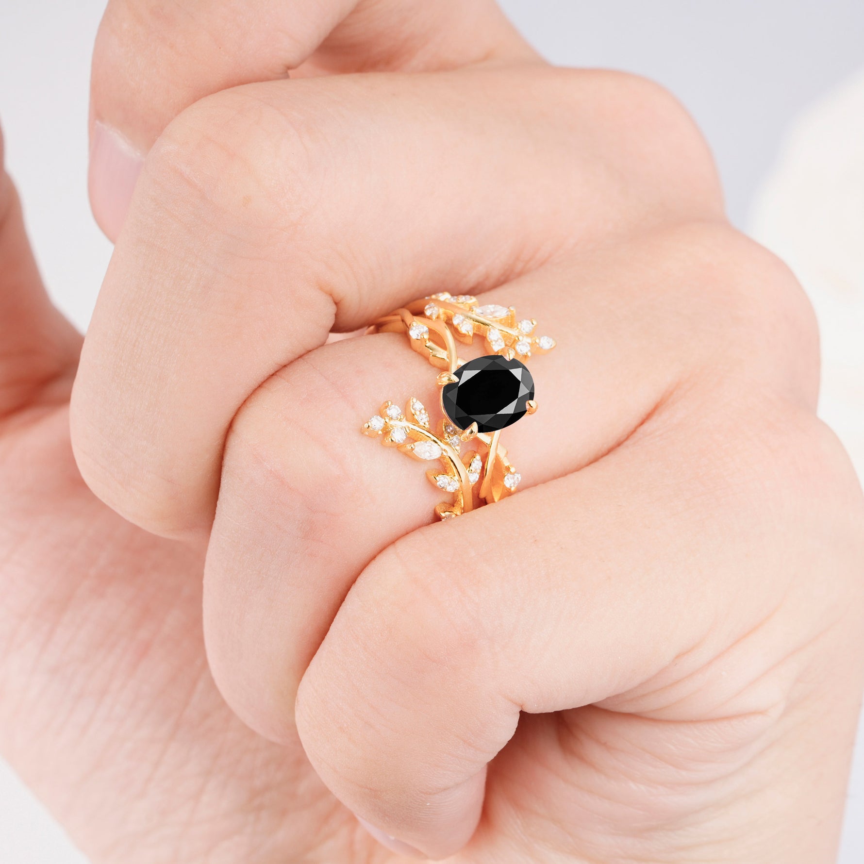 SR17167 Black Onyx Ring - Rose-Gold