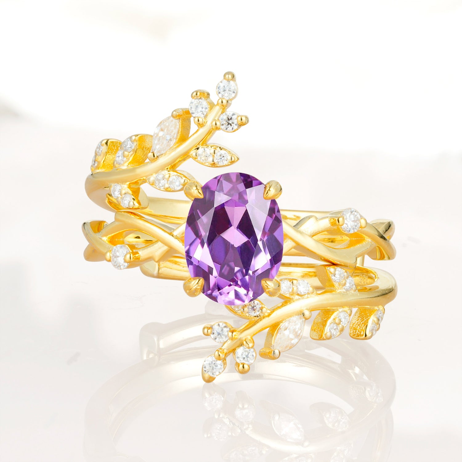 SR17167 Amethyst Ring - Yellow-Gold