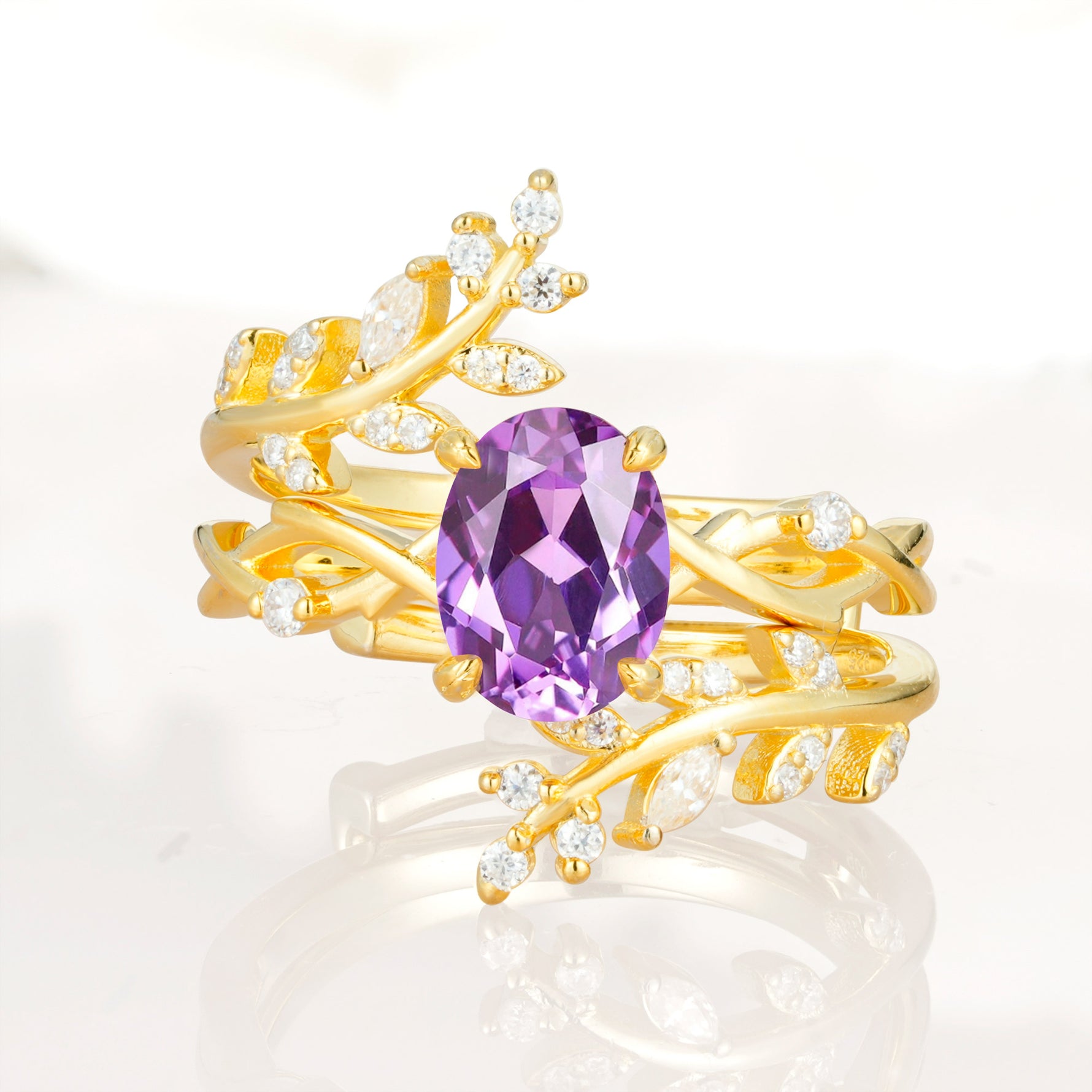 SR17167 Amethyst Ring - Yellow-Gold