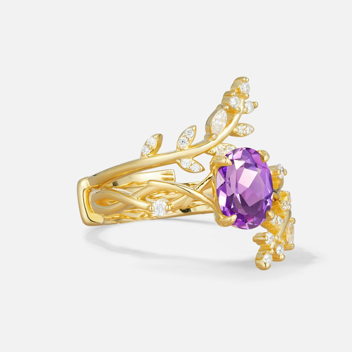 SR17167 Amethyst Ring - White-Gold