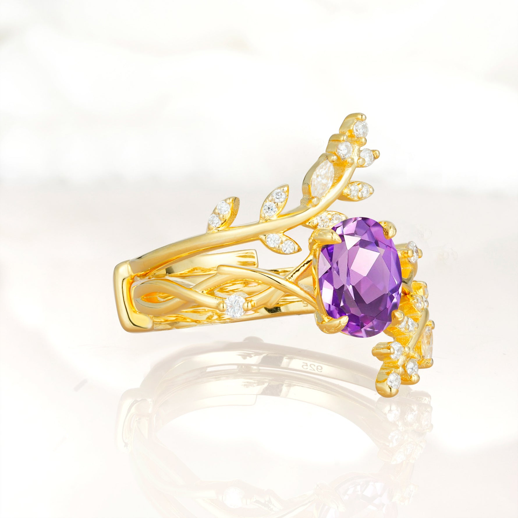 SR17167 Amethyst Ring - White-Gold