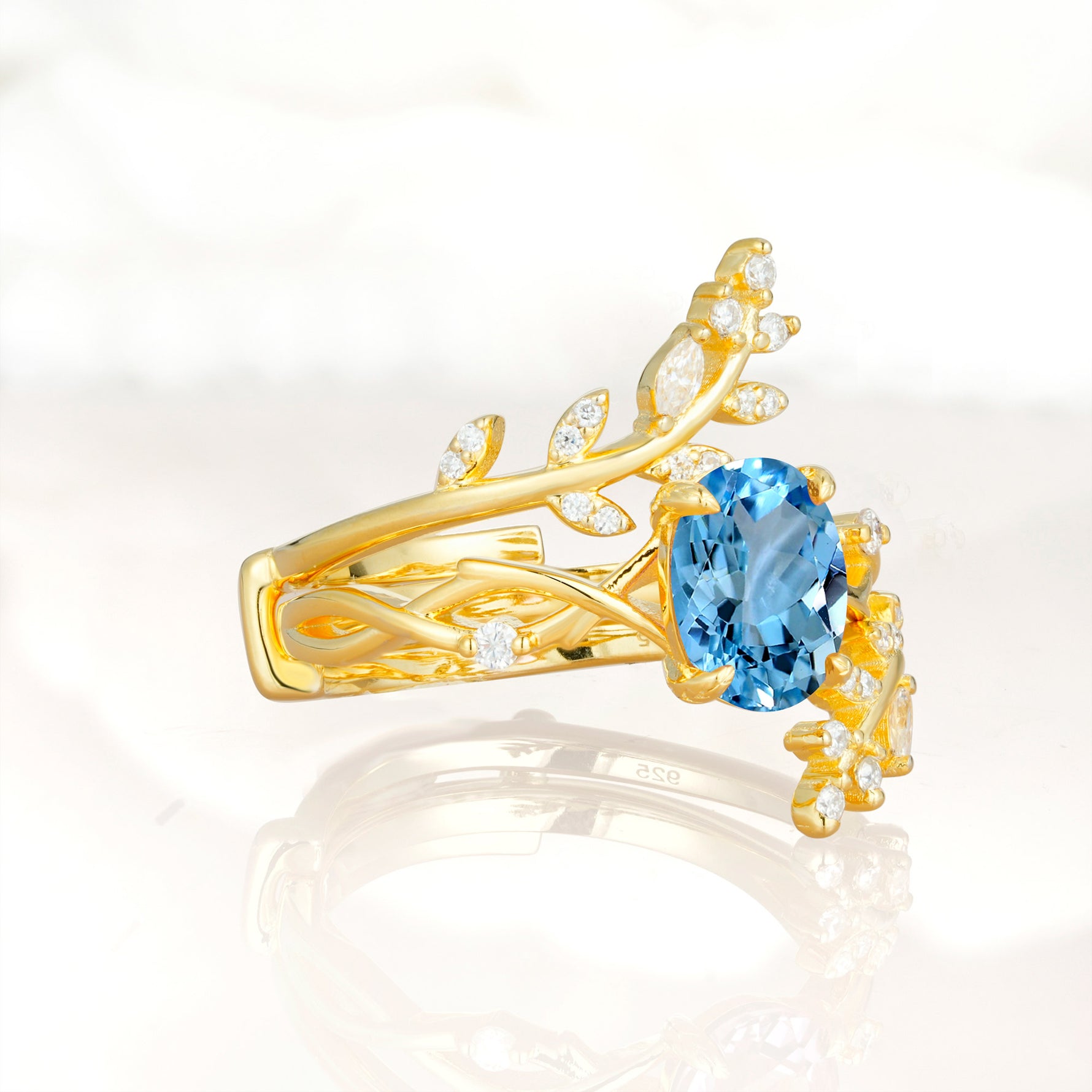 SR17167 Aquamarine Ring - White-Gold