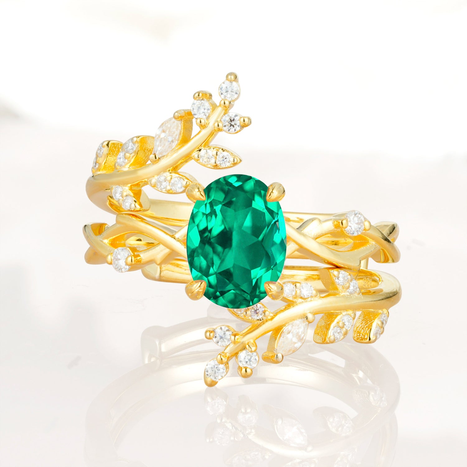 SR17167 Emerald Ring - Yellow-Gold