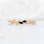Nature-Inspired Marquise Cut Black Onyx Leaf Stacking Band - Additional view