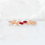 Nature-Inspired Marquise Cut Ruby Leaf Stacking Band - Additional view