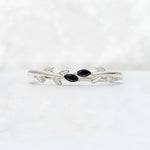 Nature-Inspired Marquise Cut Black Onyx Leaf Stacking Band - Additional view