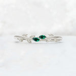 Nature-Inspired Marquise Cut Emerald Leaf Stacking Band - Additional view