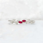 Nature-Inspired Marquise Cut Ruby Leaf Stacking Band - Additional view
