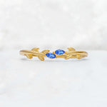 Nature-Inspired Marquise Cut Sapphire Leaf Stacking Band - Additional view