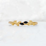 Nature-Inspired Marquise Cut Black Onyx Leaf Stacking Band - Additional view