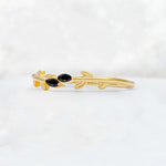 Nature-Inspired Marquise Cut Black Onyx Leaf Stacking Band - Additional view