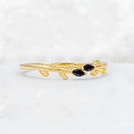 Nature-Inspired Marquise Cut Black Onyx Leaf Stacking Band - Additional view