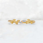 Nature-Inspired Marquise Cut Lab Diamond Leaf Stacking Band - Additional view