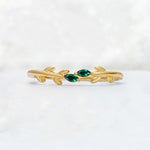 Nature-Inspired Marquise Cut Emerald Leaf Stacking Band - Additional view
