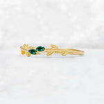 Nature-Inspired Marquise Cut Emerald Leaf Stacking Band - Additional view