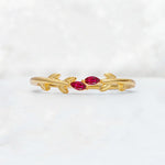 Nature-Inspired Marquise Cut Ruby Leaf Stacking Band - Additional view