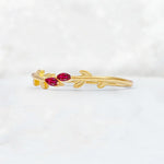 Nature-Inspired Marquise Cut Ruby Leaf Stacking Band - Additional view