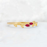 Nature-Inspired Marquise Cut Ruby Leaf Stacking Band - Additional view