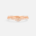 Chevron Moissanite V Shaped Wedding Band with Milgrain Detail - Additional view