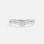 Chevron Moissanite V Shaped Wedding Band with Milgrain Detail - Additional view