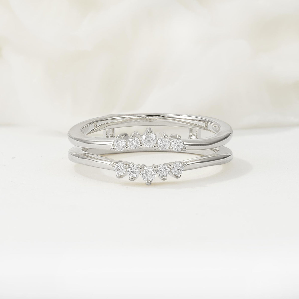 Double Band Moissanite Enhancer Guard, V-Shaped Wedding Band - Additional view
