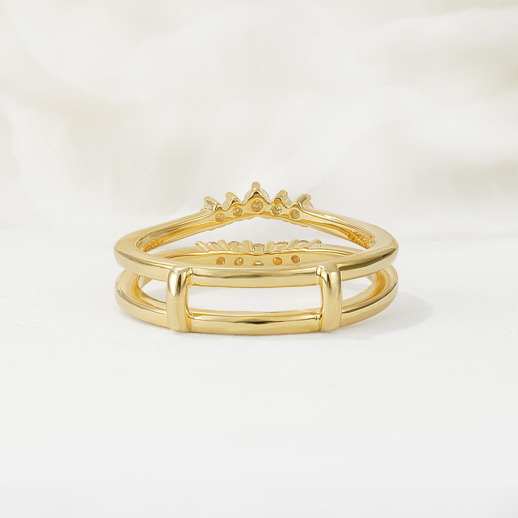 Double Band Moissanite Enhancer Guard, V-Shaped Wedding Band - Additional view