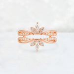 Marquise Cut Floral Crown Double Wedding Ring - Additional view