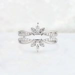 Marquise Cut Floral Crown Double Wedding Ring - Additional view
