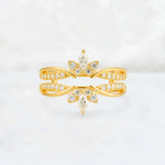 Marquise Cut Floral Crown Double Wedding Ring - Additional view