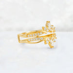 Marquise Cut Floral Crown Double Wedding Ring - Additional view